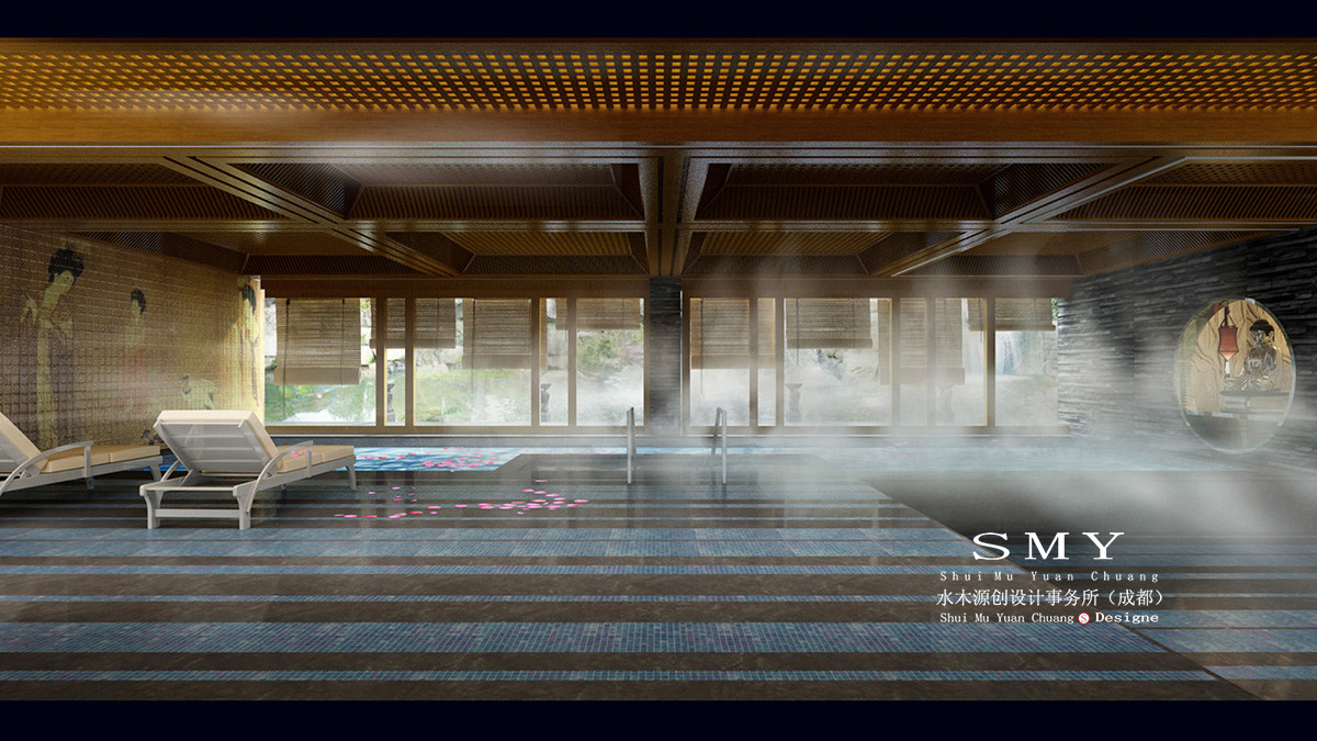 酒店室内恒温泳池设计效果图