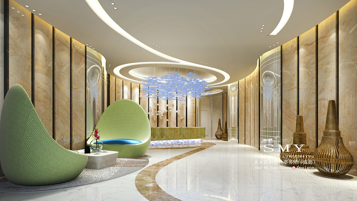 成都芙蓉酒店现代中式酒店设计，对酒店大堂规划大厅布局设计效果图展示